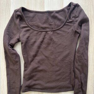 Boatneck Brown Thermal Top